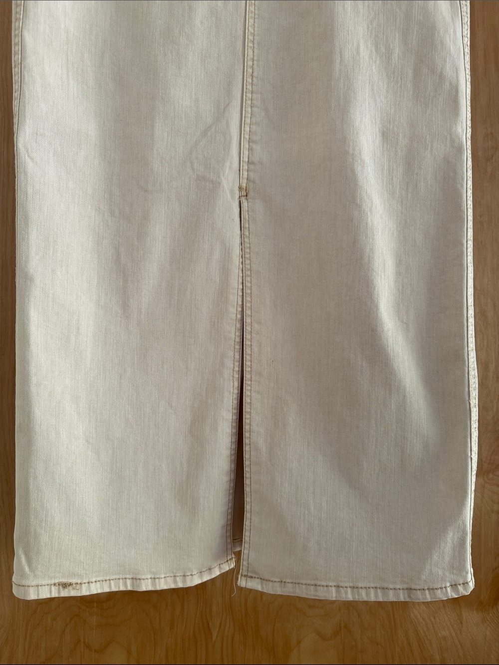 OAT New York Ecru Denim Midi Skirt Front Slit Size 4/27 - Picture 5 of 7